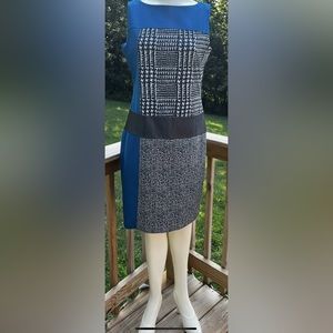 Lennie For Nina Leonard Black White Blue Dress Size M Medium Barely Worn VGC